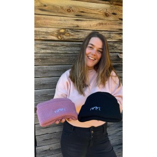 Beanie, pink, black